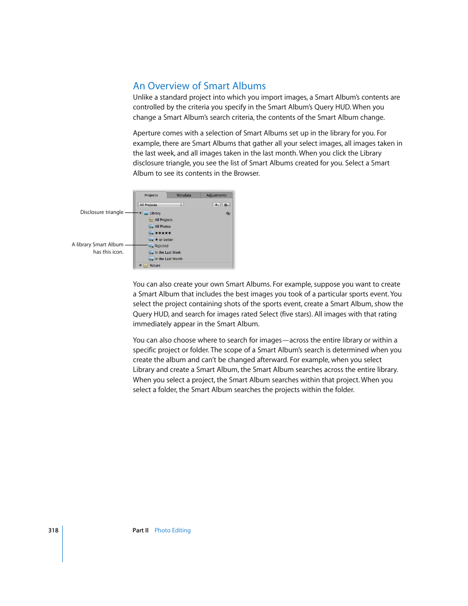 An overview of smart albums, P. 318) | Apple Aperture 2 User Manual | Page 318 / 701