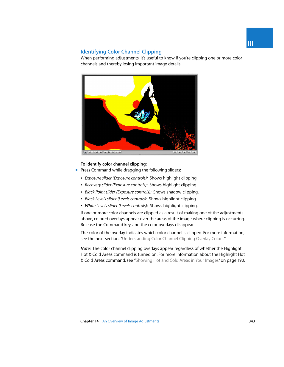 Identifying color channel clipping | Apple Aperture 2 User Manual | Page 343 / 701