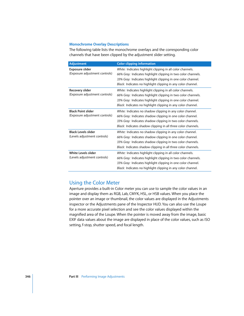 Using the color meter, P. 346) | Apple Aperture 2 User Manual | Page 346 / 701