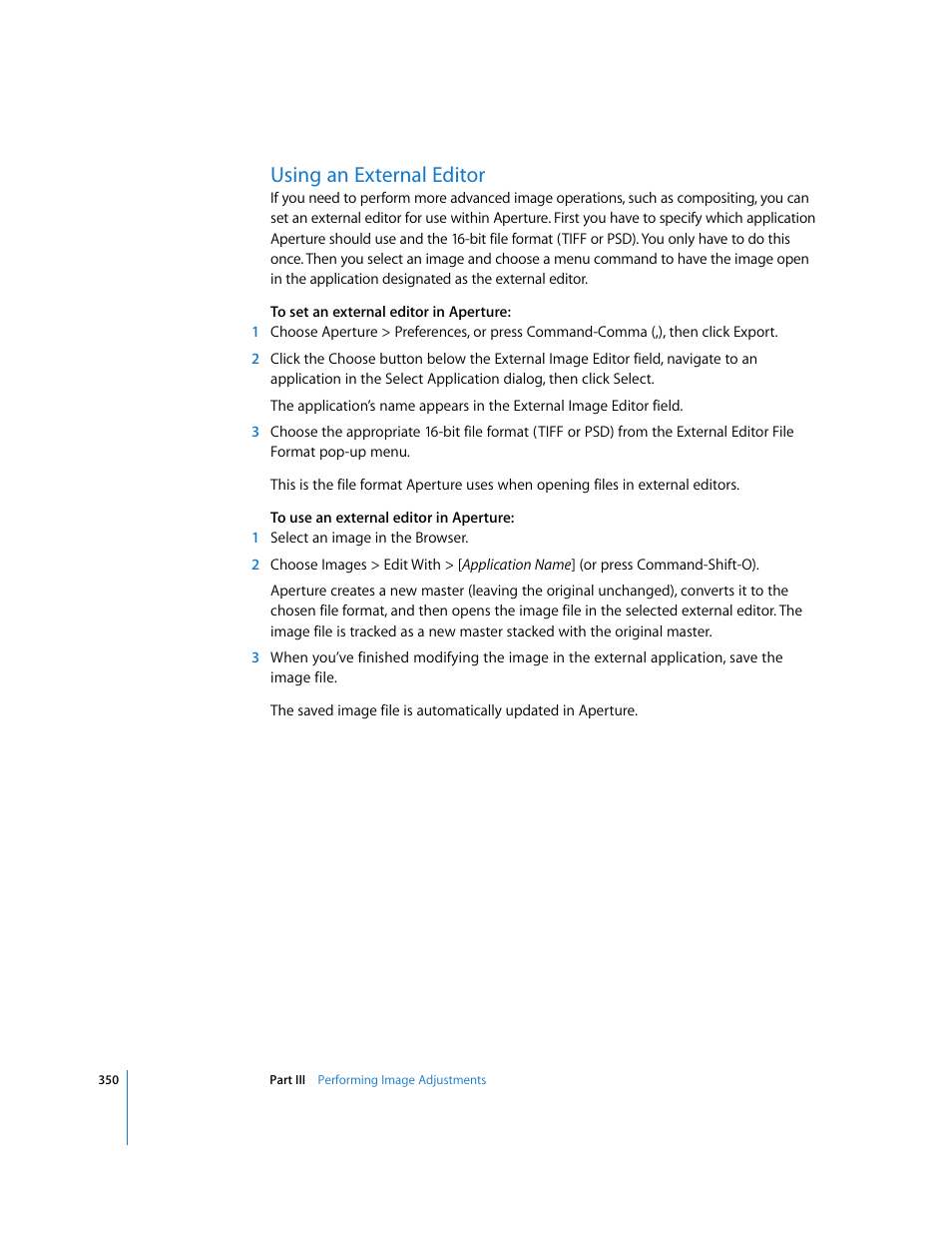 Using an external editor, P. 350) | Apple Aperture 2 User Manual | Page 350 / 701