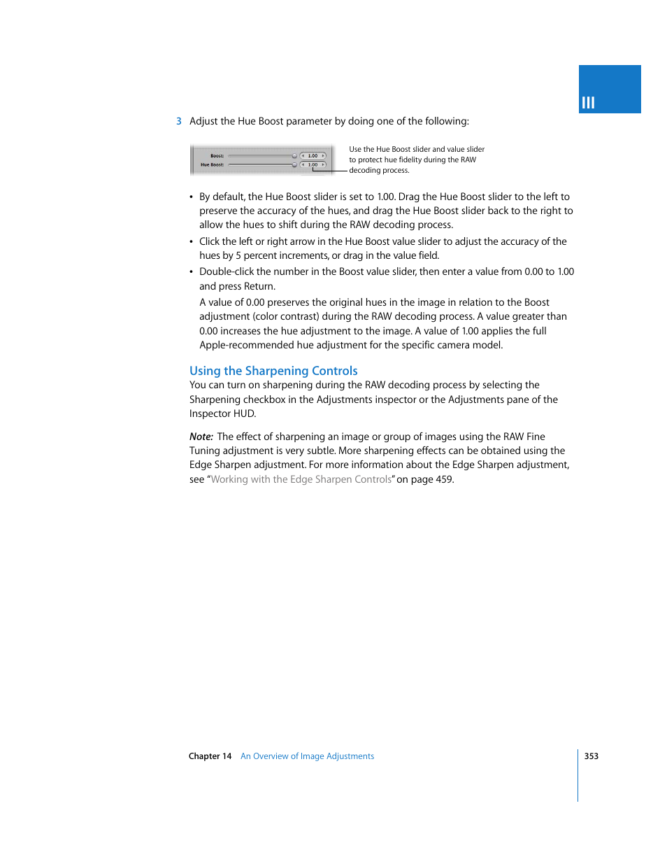 Using the sharpening controls | Apple Aperture 2 User Manual | Page 353 / 701