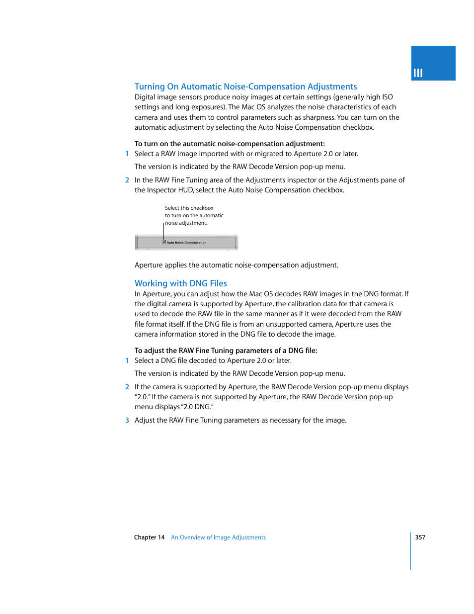 Working with dng files | Apple Aperture 2 User Manual | Page 357 / 701