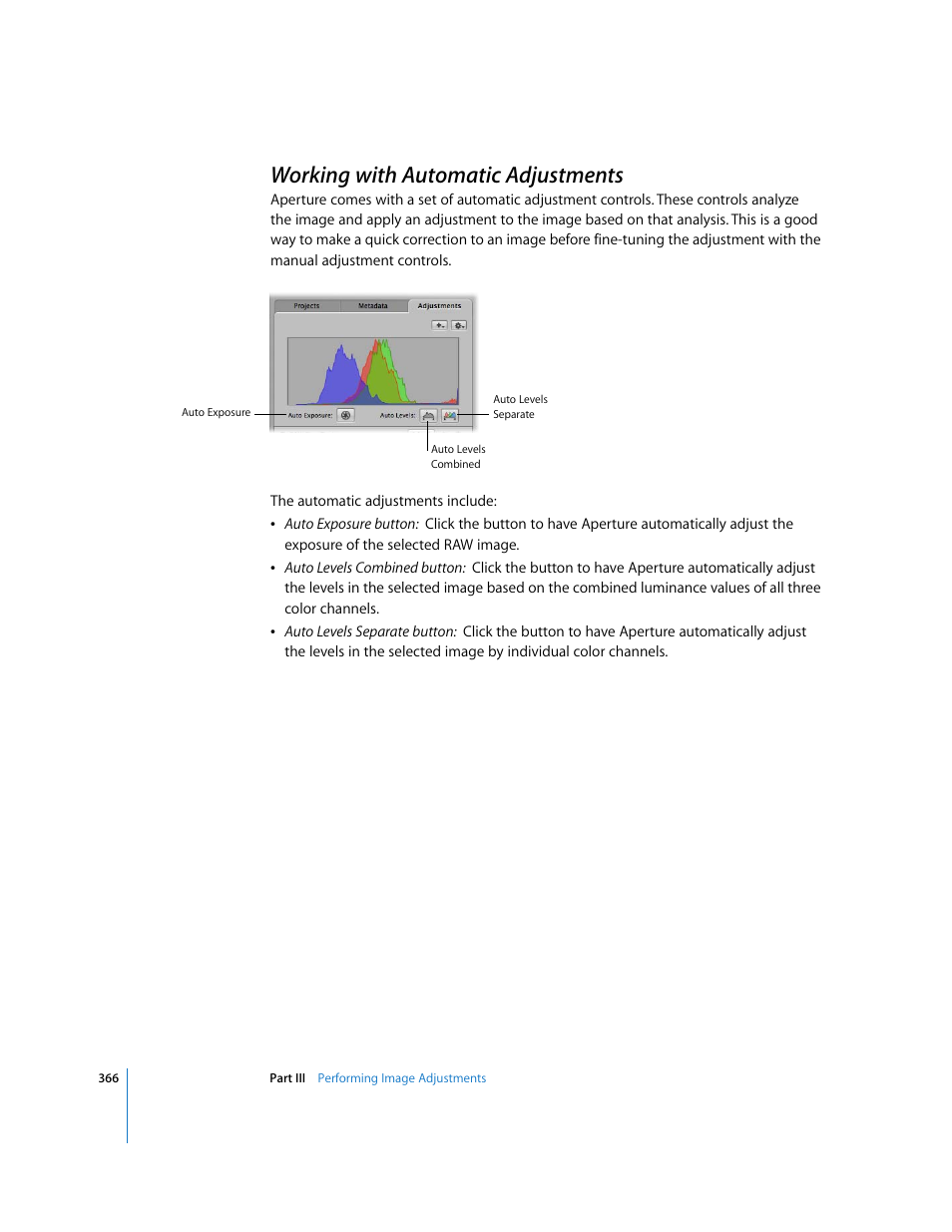 Working with automatic adjustments, P. 366) | Apple Aperture 2 User Manual | Page 366 / 701