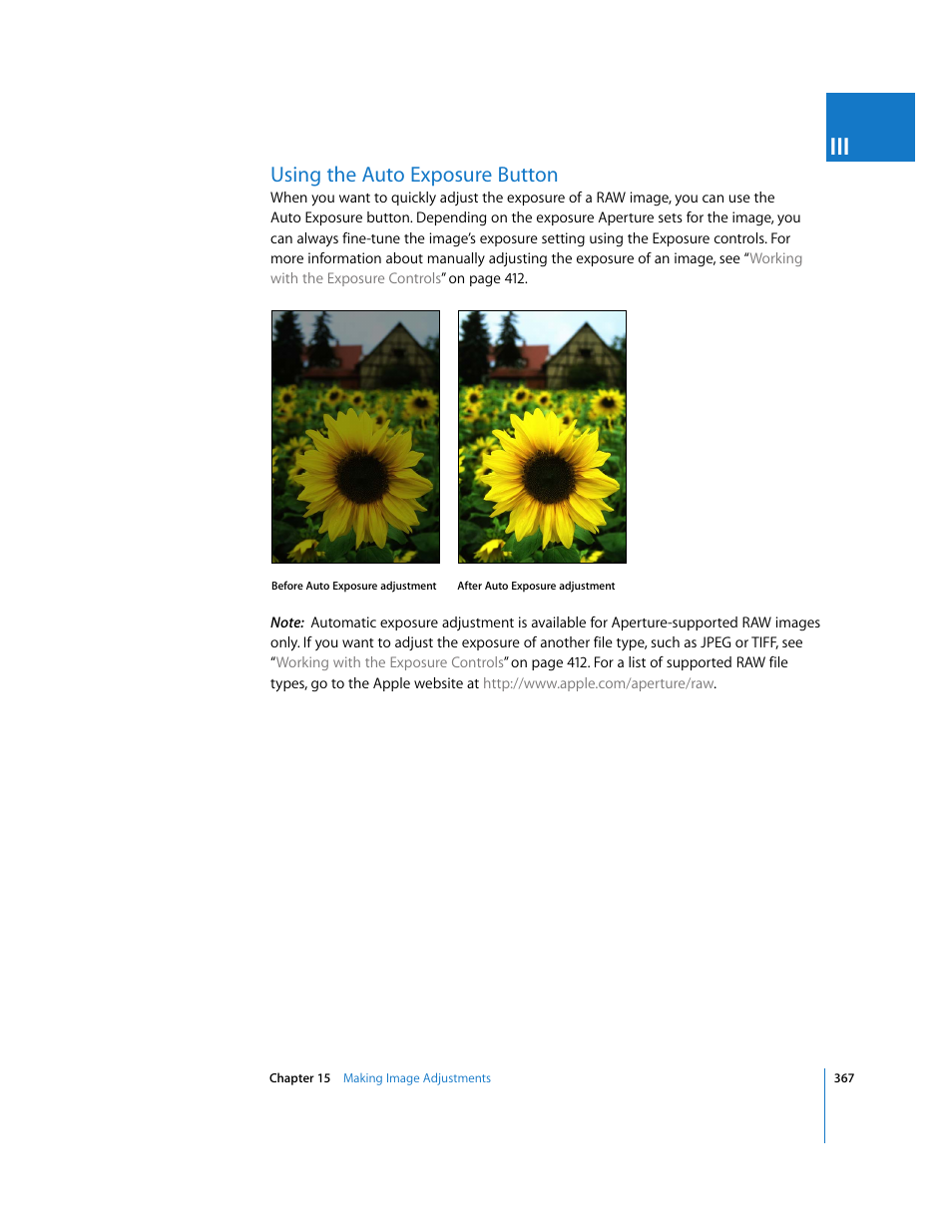 Using the auto exposure button | Apple Aperture 2 User Manual | Page 367 / 701