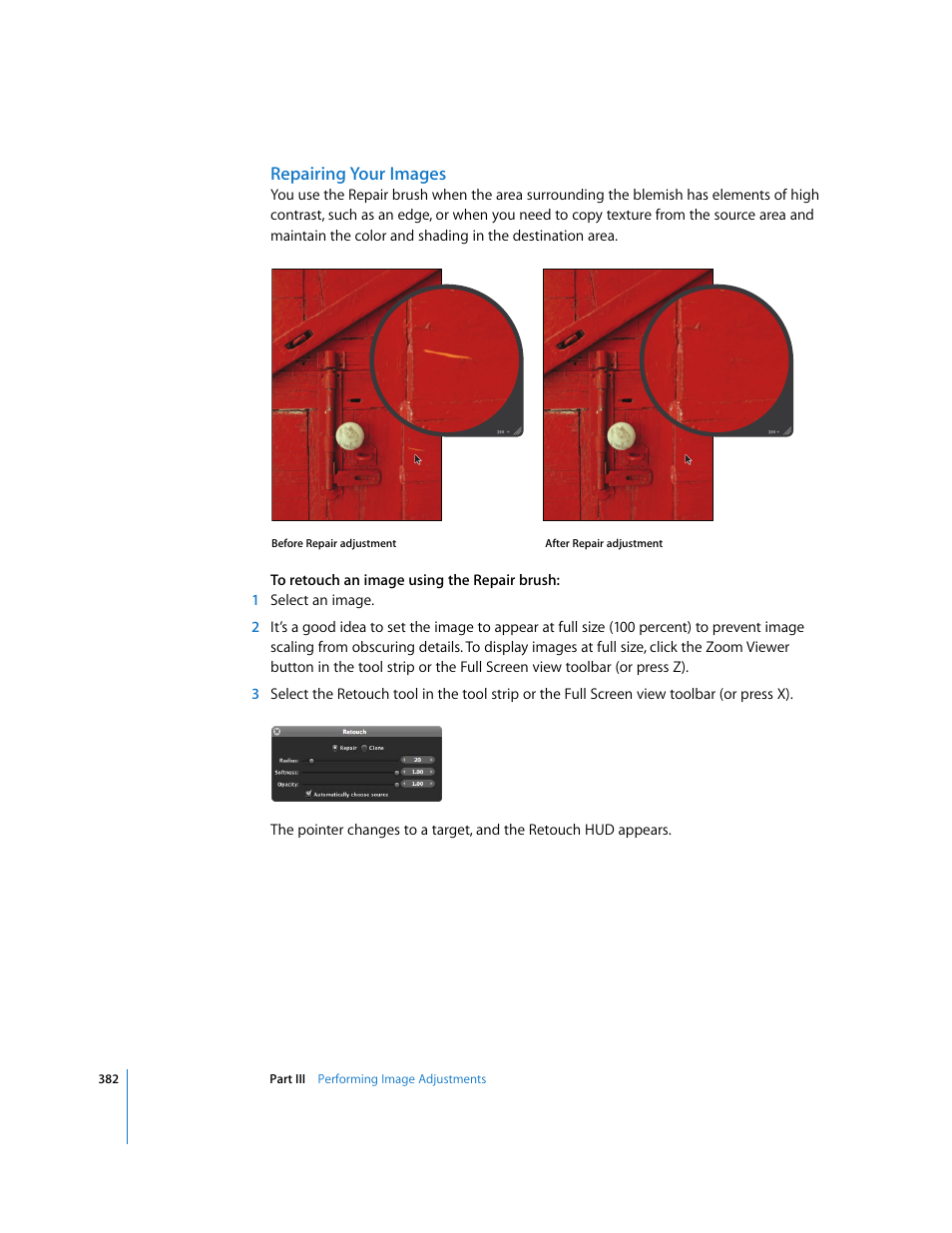 Repairing your images | Apple Aperture 2 User Manual | Page 382 / 701