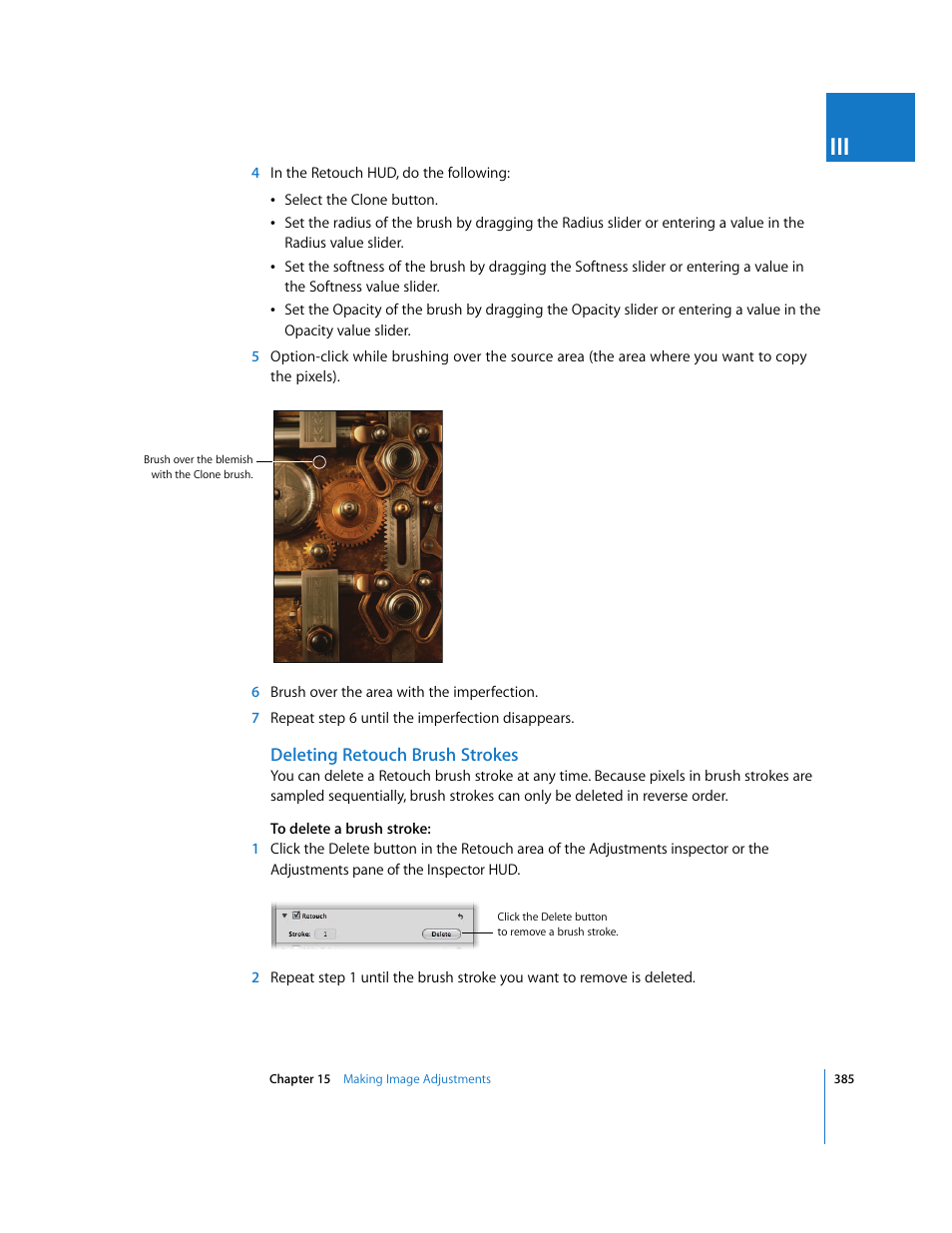 Deleting retouch brush strokes | Apple Aperture 2 User Manual | Page 385 / 701