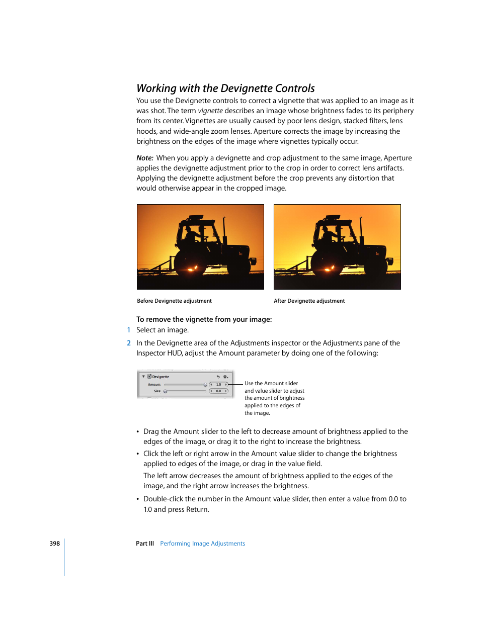 Working with the devignette controls, P. 398) | Apple Aperture 2 User Manual | Page 398 / 701