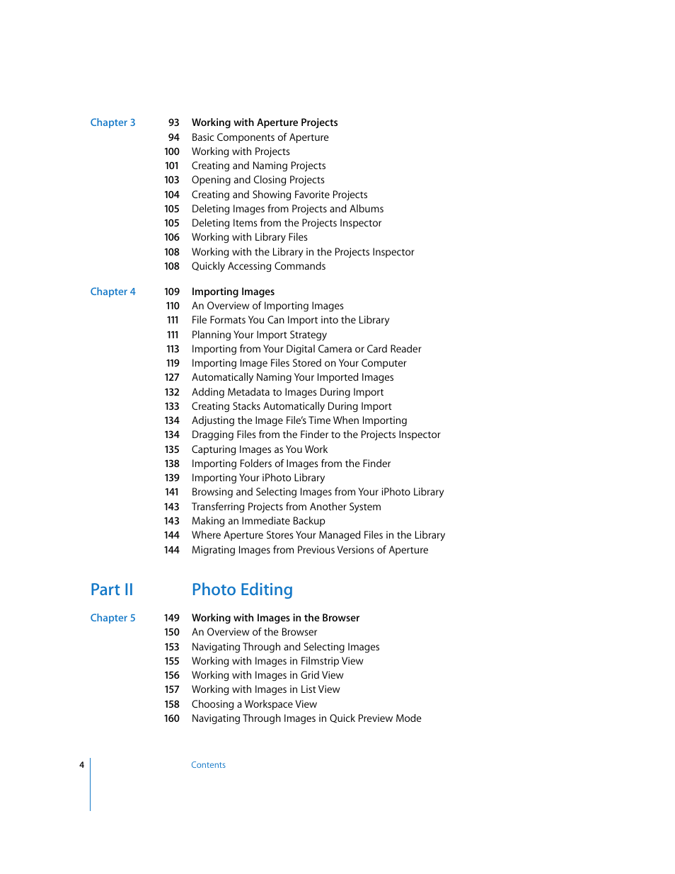 Part ii photo editing | Apple Aperture 2 User Manual | Page 4 / 701
