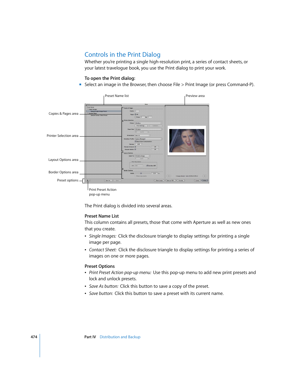 Controls in the print dialog, P. 474) | Apple Aperture 2 User Manual | Page 474 / 701