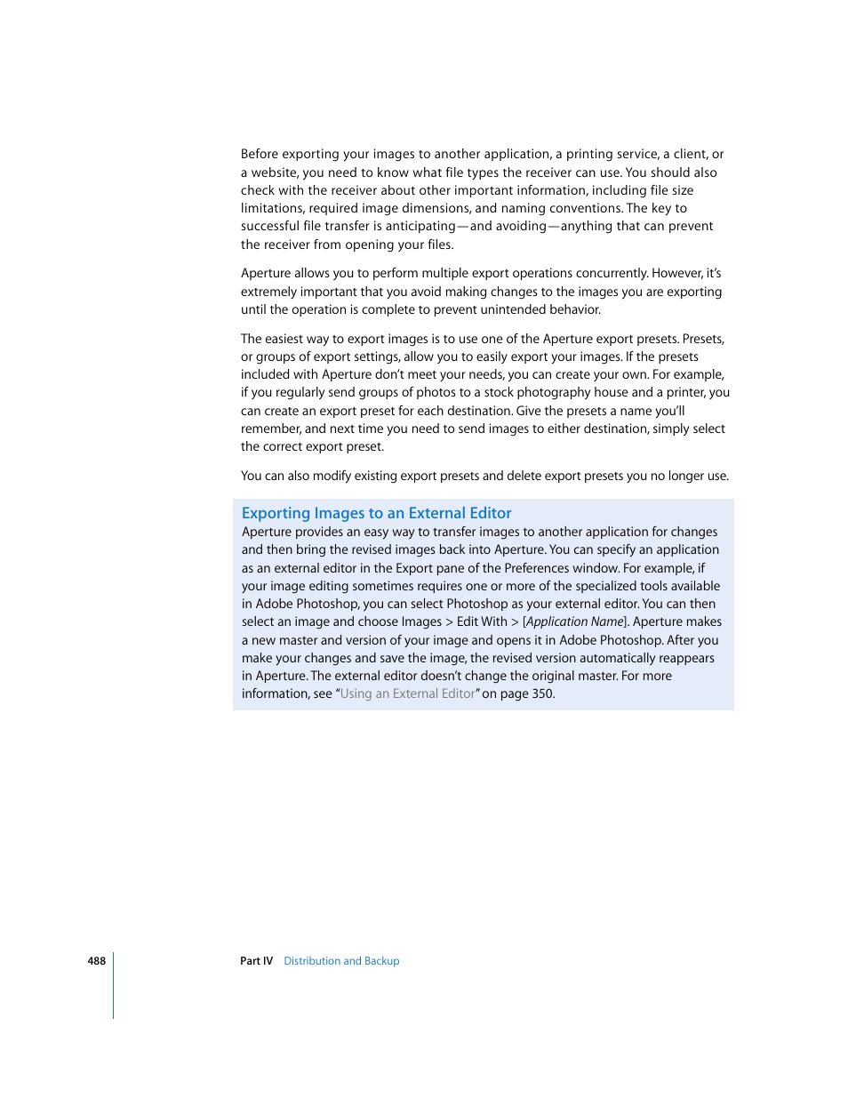 Exporting images to an external editor | Apple Aperture 2 User Manual | Page 488 / 701