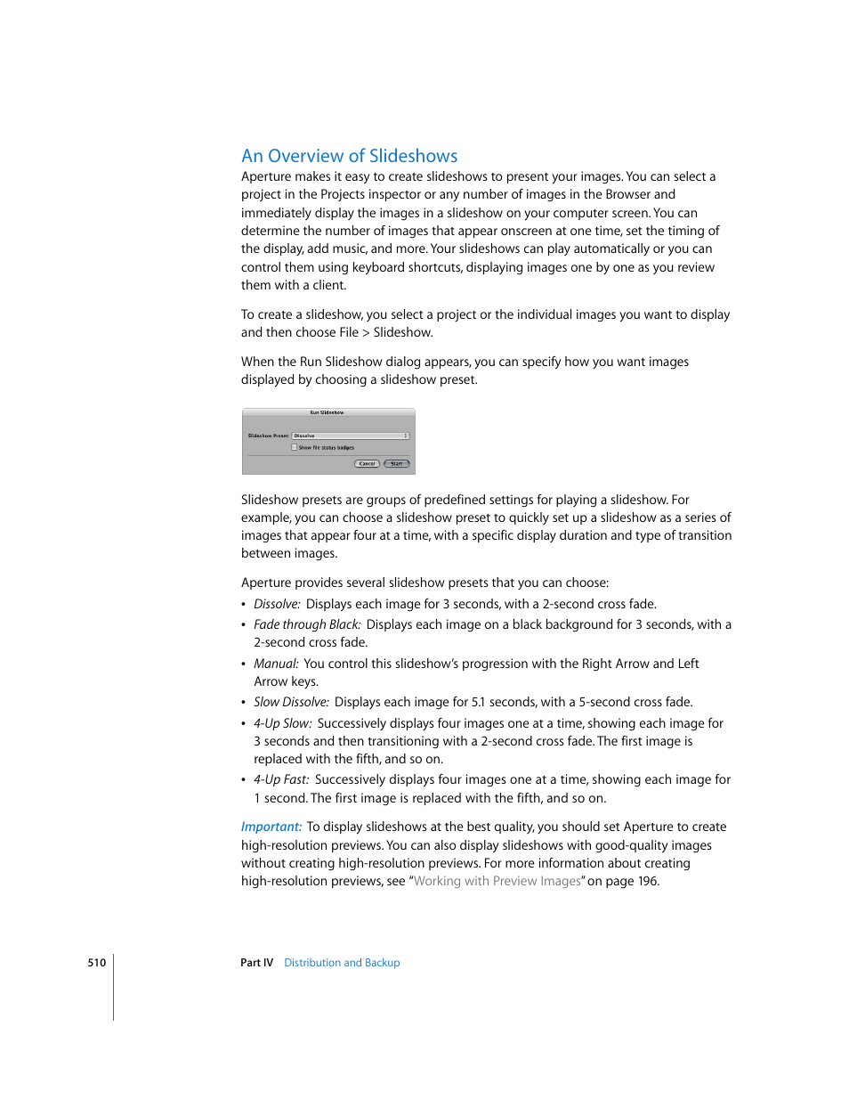 An overview of slideshows, P. 510) | Apple Aperture 2 User Manual | Page 510 / 701
