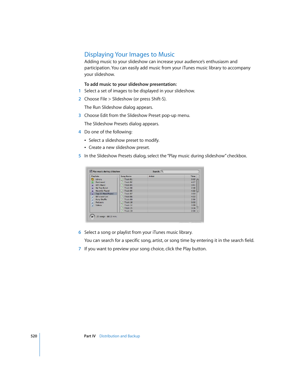 Displaying your images to music, P. 520) | Apple Aperture 2 User Manual | Page 520 / 701