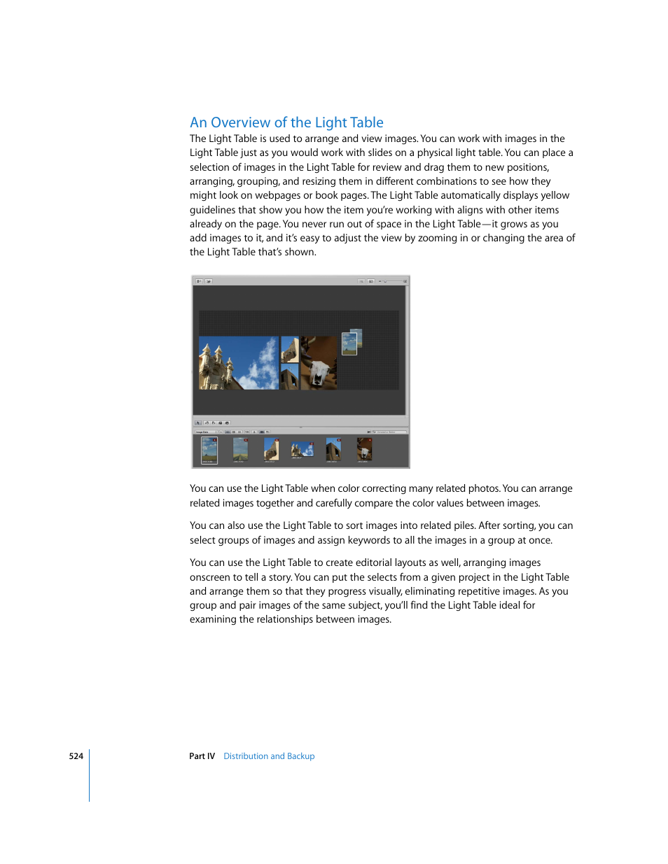 An overview of the light table, P. 524) | Apple Aperture 2 User Manual | Page 524 / 701