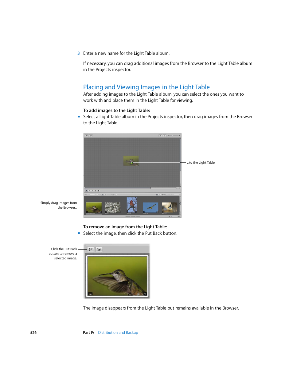 Placing and viewing images in the light table, P. 526) | Apple Aperture 2 User Manual | Page 526 / 701