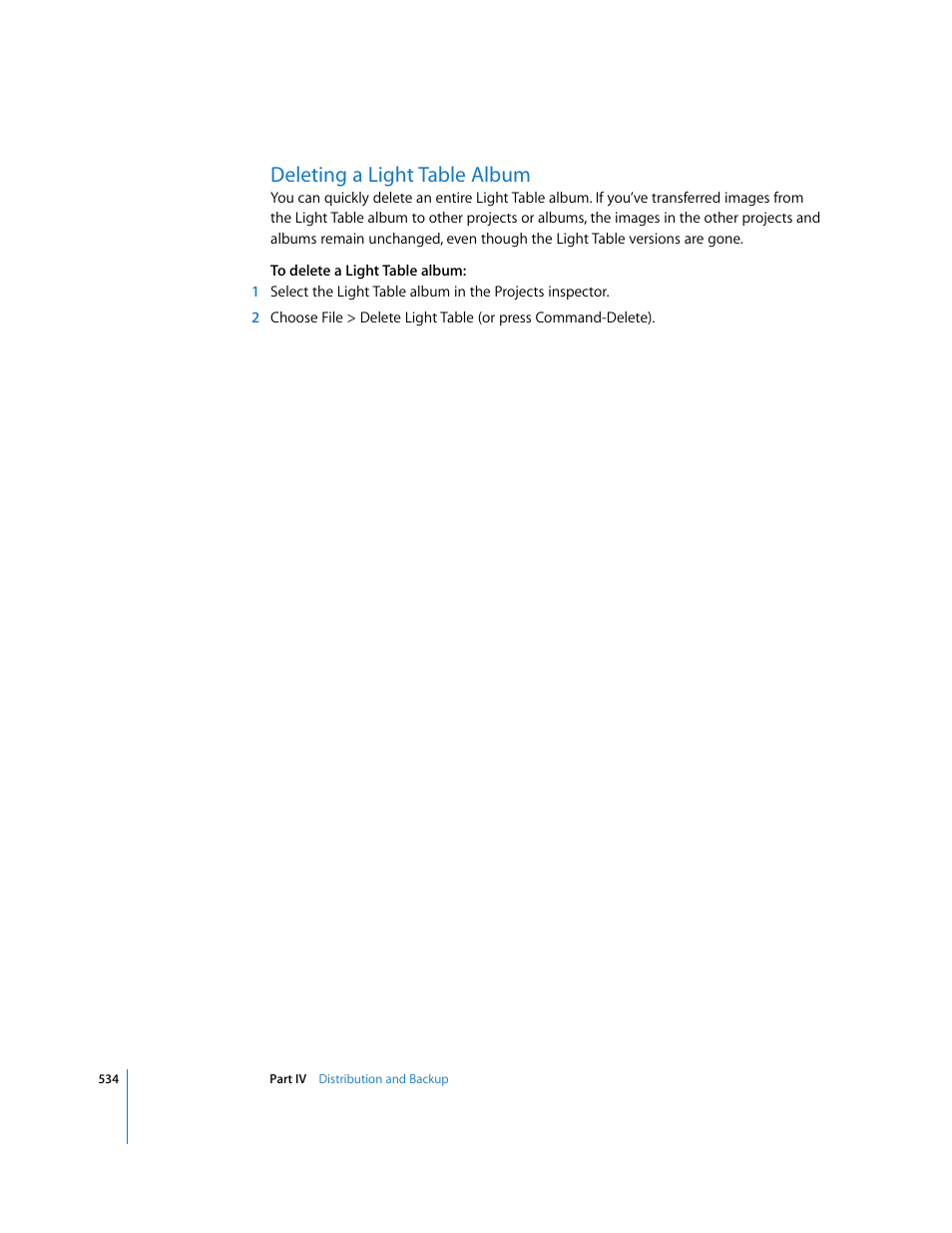 Deleting a light table album, P. 534) | Apple Aperture 2 User Manual | Page 534 / 701