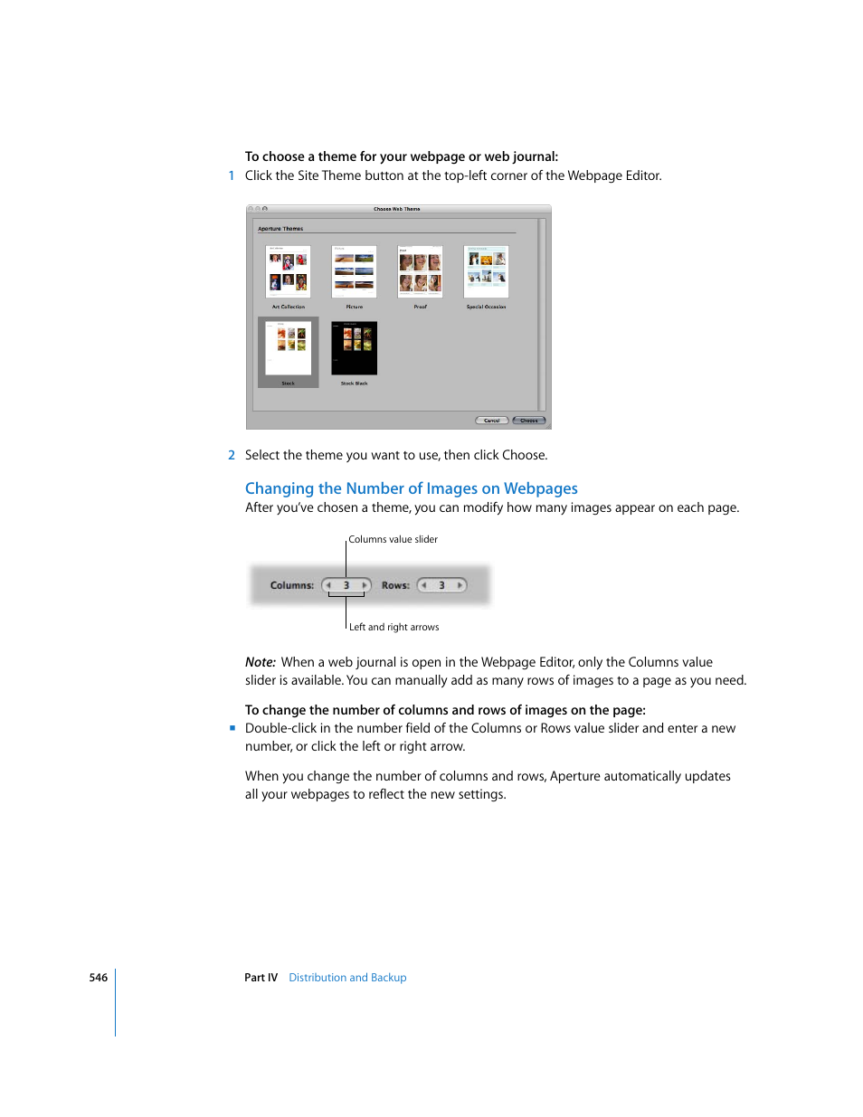 Changing the number of images on webpages | Apple Aperture 2 User Manual | Page 546 / 701