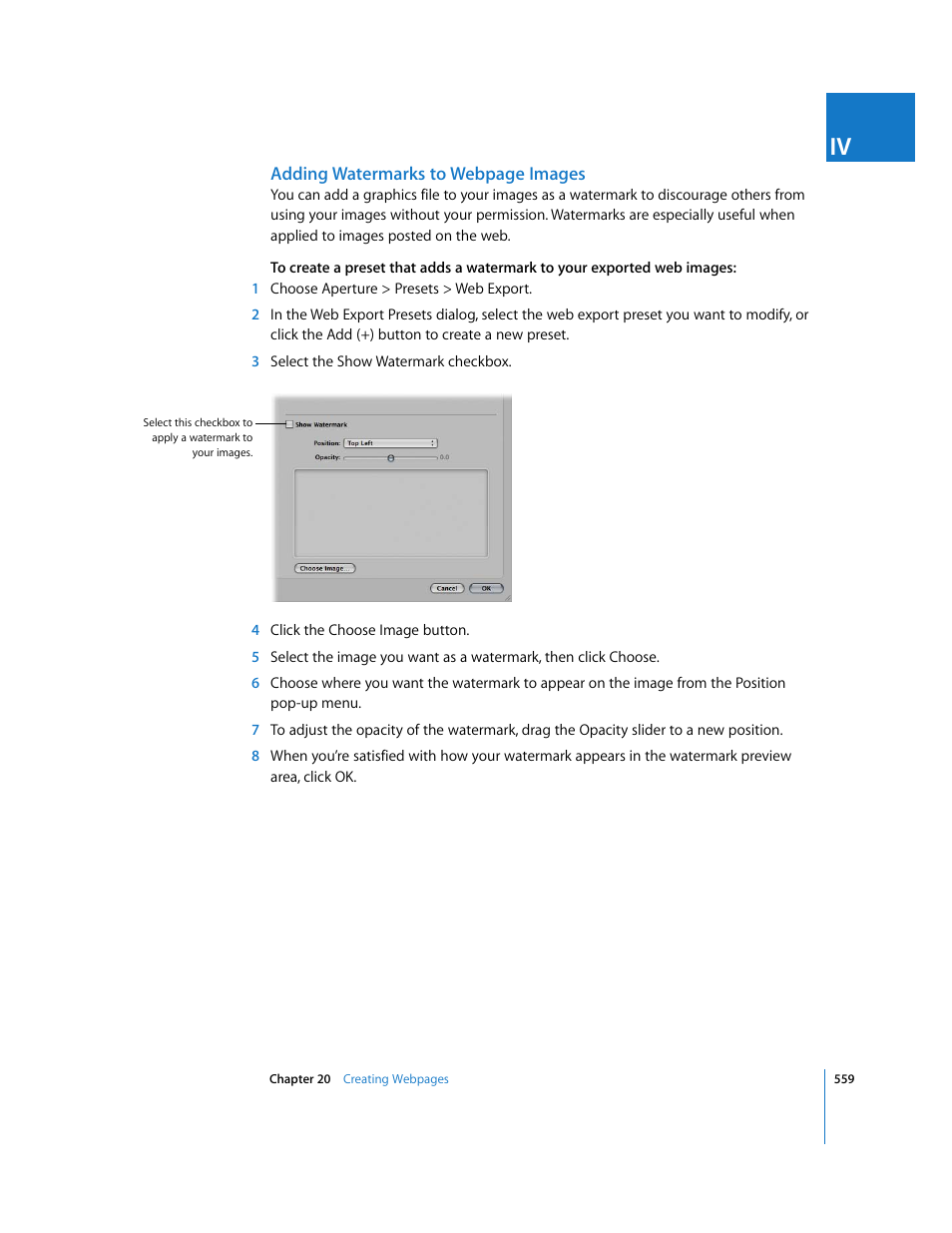 Adding watermarks to | Apple Aperture 2 User Manual | Page 559 / 701