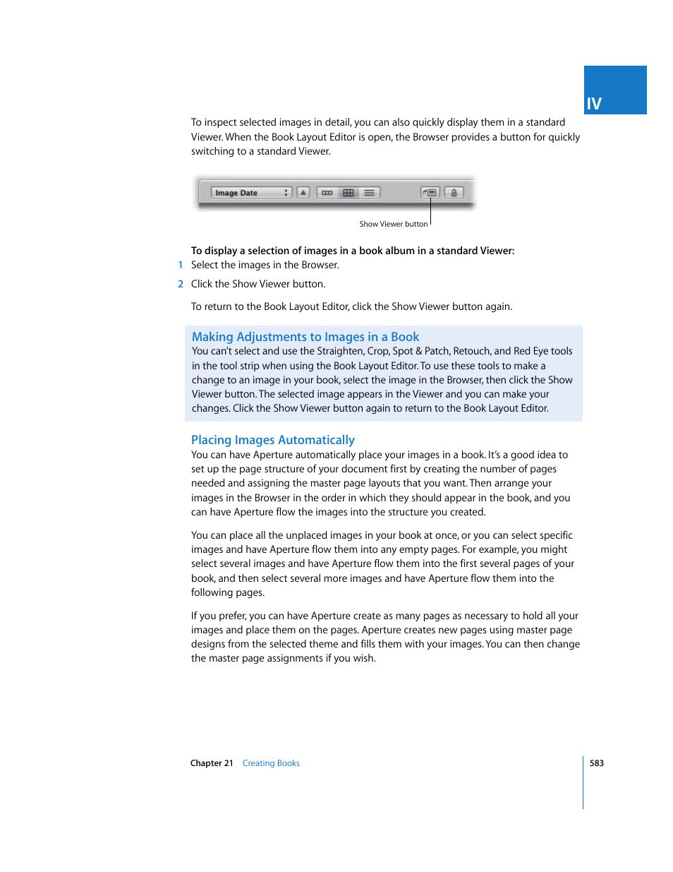 Making adjustments to images in a book, Placing images automatically | Apple Aperture 2 User Manual | Page 583 / 701