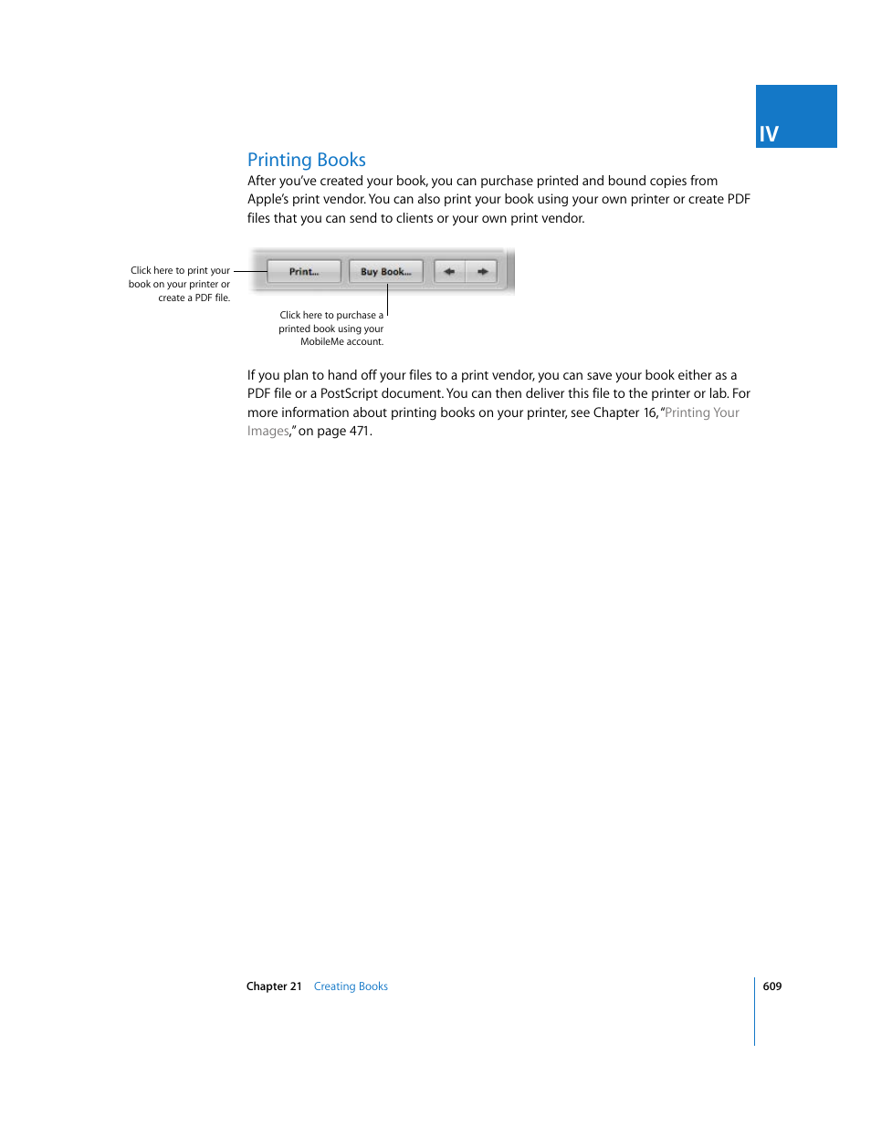 Printing books, P. 609) | Apple Aperture 2 User Manual | Page 609 / 701