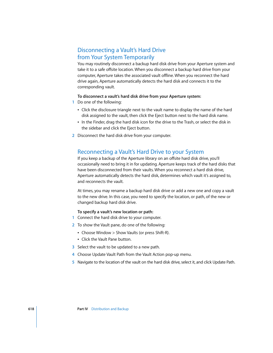 Reconnecting a vault’s hard drive to your system, P. 618) | Apple Aperture 2 User Manual | Page 618 / 701