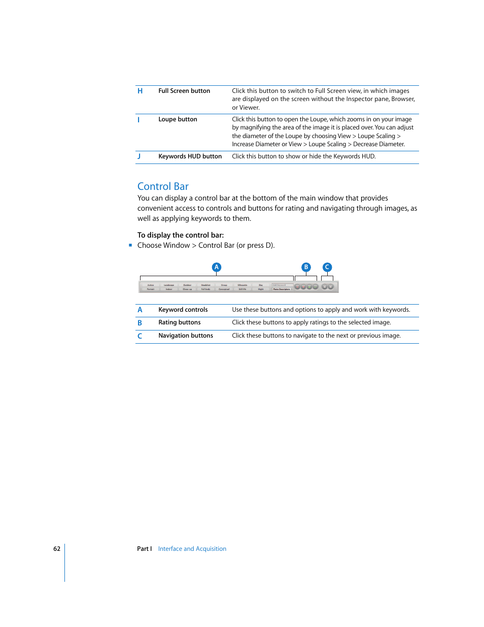 Control bar, P. 62) | Apple Aperture 2 User Manual | Page 62 / 701