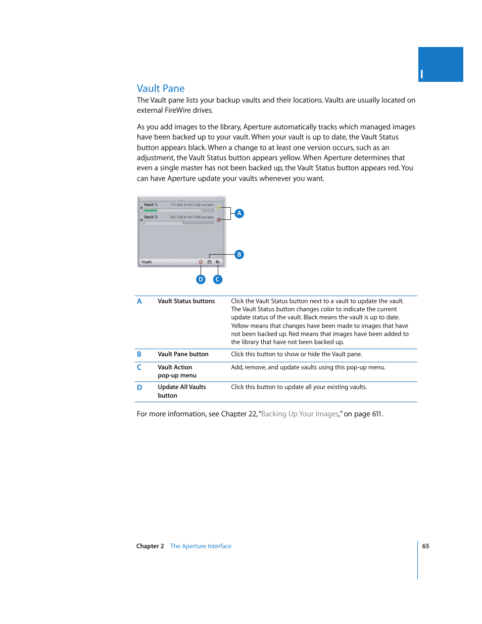Vault pane, P. 65) | Apple Aperture 2 User Manual | Page 65 / 701