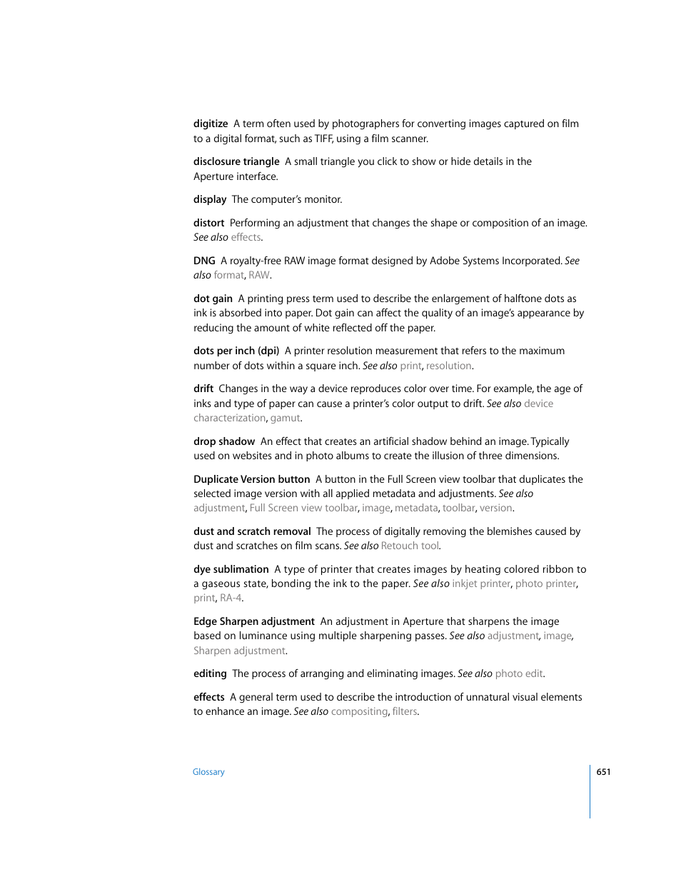 Display, Effects | Apple Aperture 2 User Manual | Page 651 / 701