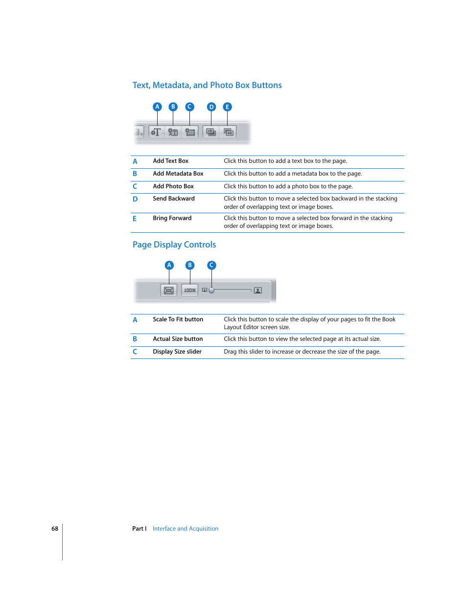 Text, metadata, and photo box buttons | Apple Aperture 2 User Manual | Page 68 / 701