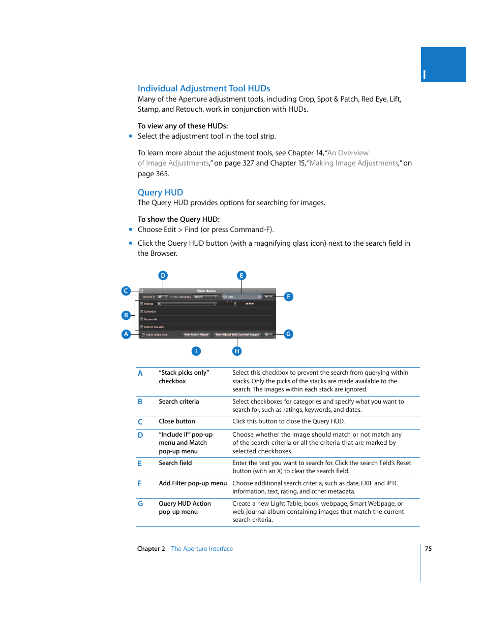 Individual adjustment tool huds, Query hud | Apple Aperture 2 User Manual | Page 75 / 701