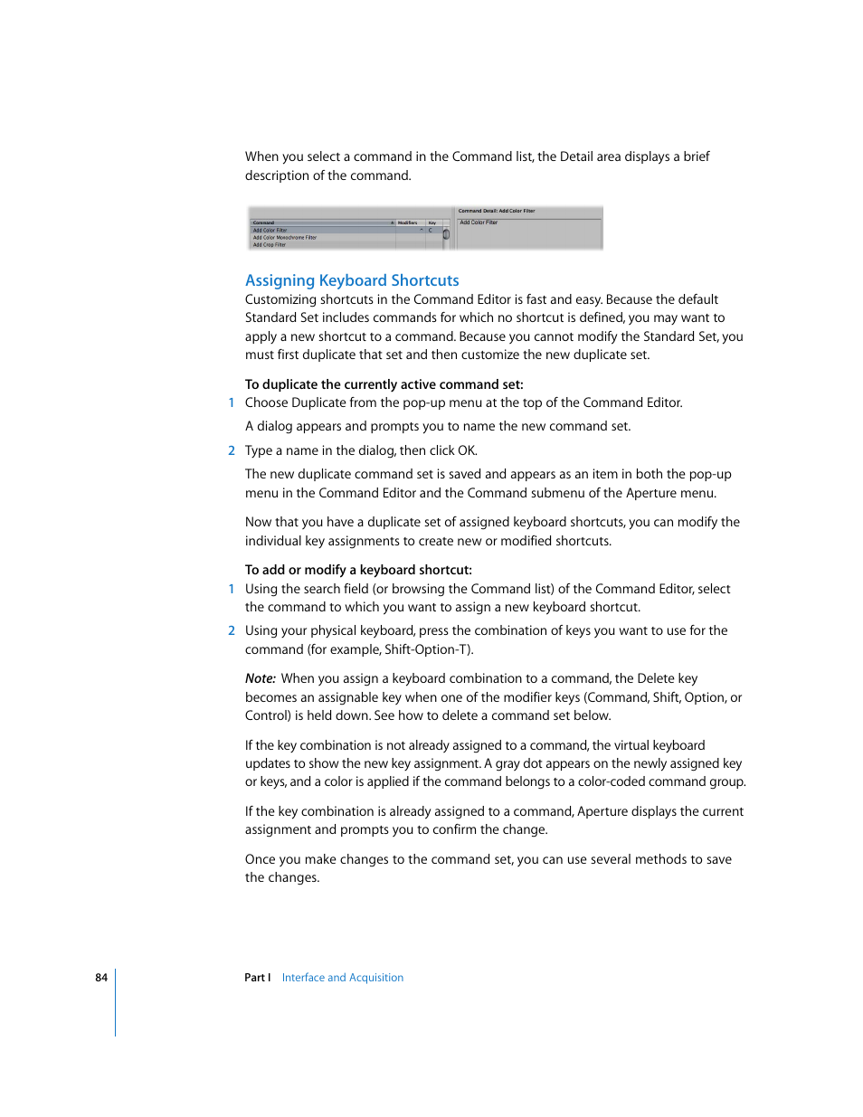 Assigning keyboard shortcuts | Apple Aperture 2 User Manual | Page 84 / 701