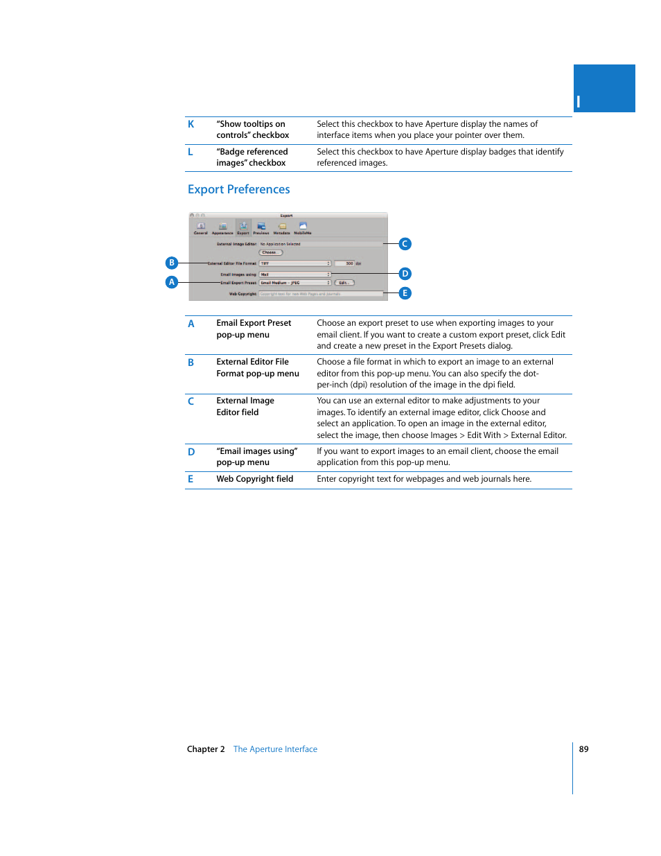Export preferences | Apple Aperture 2 User Manual | Page 89 / 701
