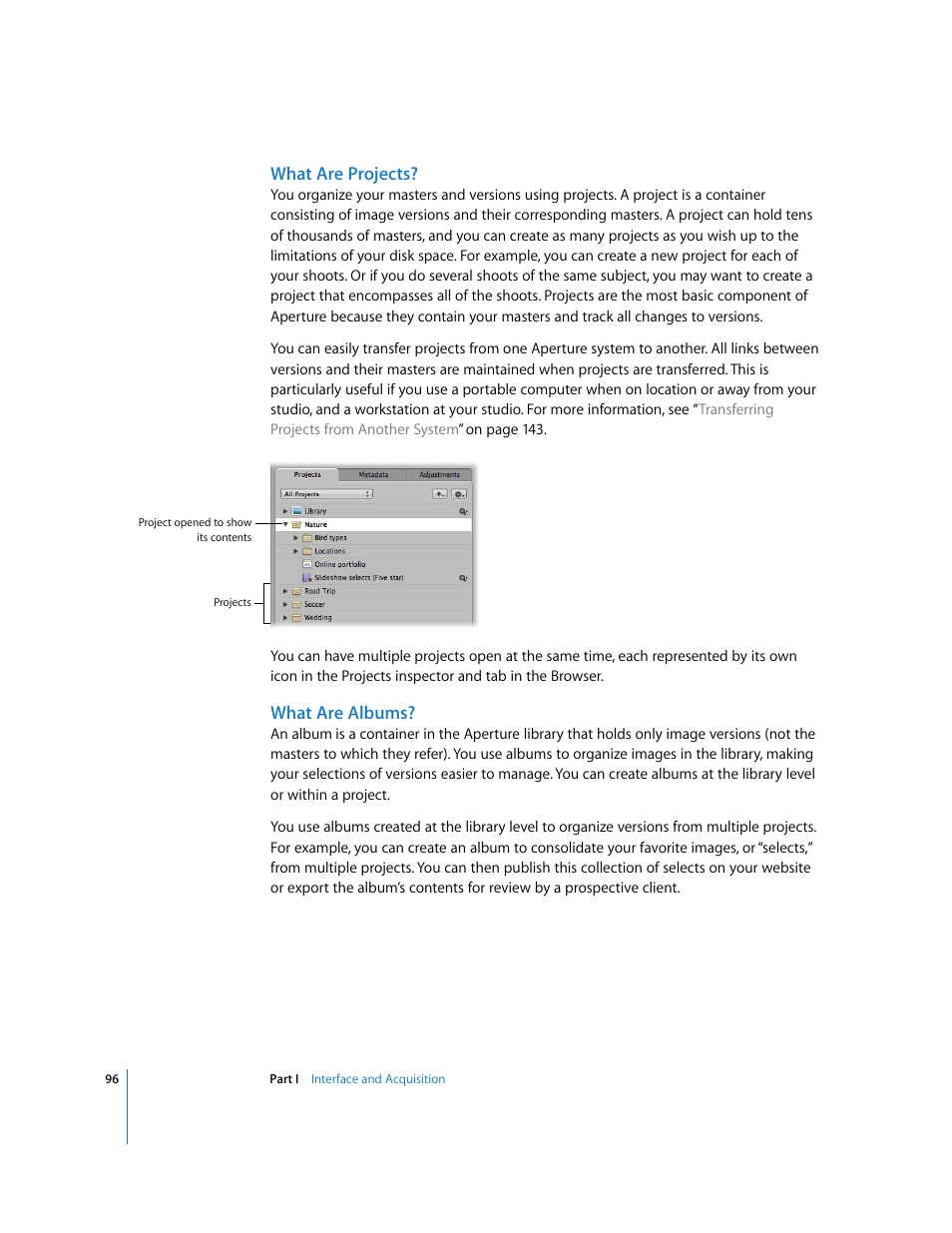 What are projects, What are albums | Apple Aperture 2 User Manual | Page 96 / 701