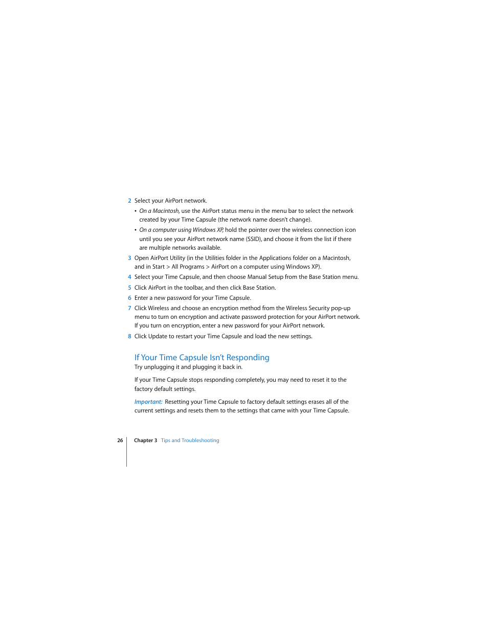 If your time capsule isn’t responding | Apple AirPort Time Capsule  802.11n (1st Generation) User Manual | Page 26 / 40