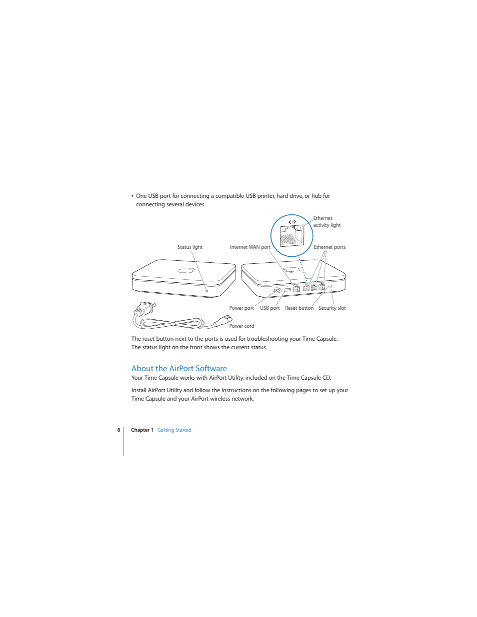 About the airport software | Apple AirPort Time Capsule  802.11n (1st Generation) User Manual | Page 8 / 40