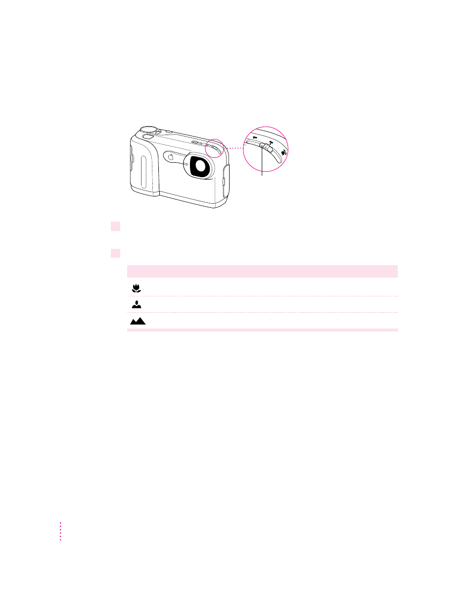 Setting the focus | Apple QuickTake 200 Camera User Manual | Page 16 / 98