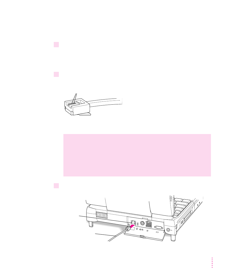 Connecting a telephone line to the expansion card | Apple PowerBook G3 User Manual | Page 143 / 166