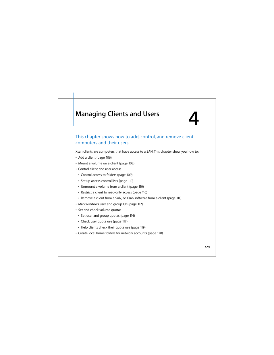 Managing clients and users | Apple Xsan 1.4 User Manual | Page 105 / 192