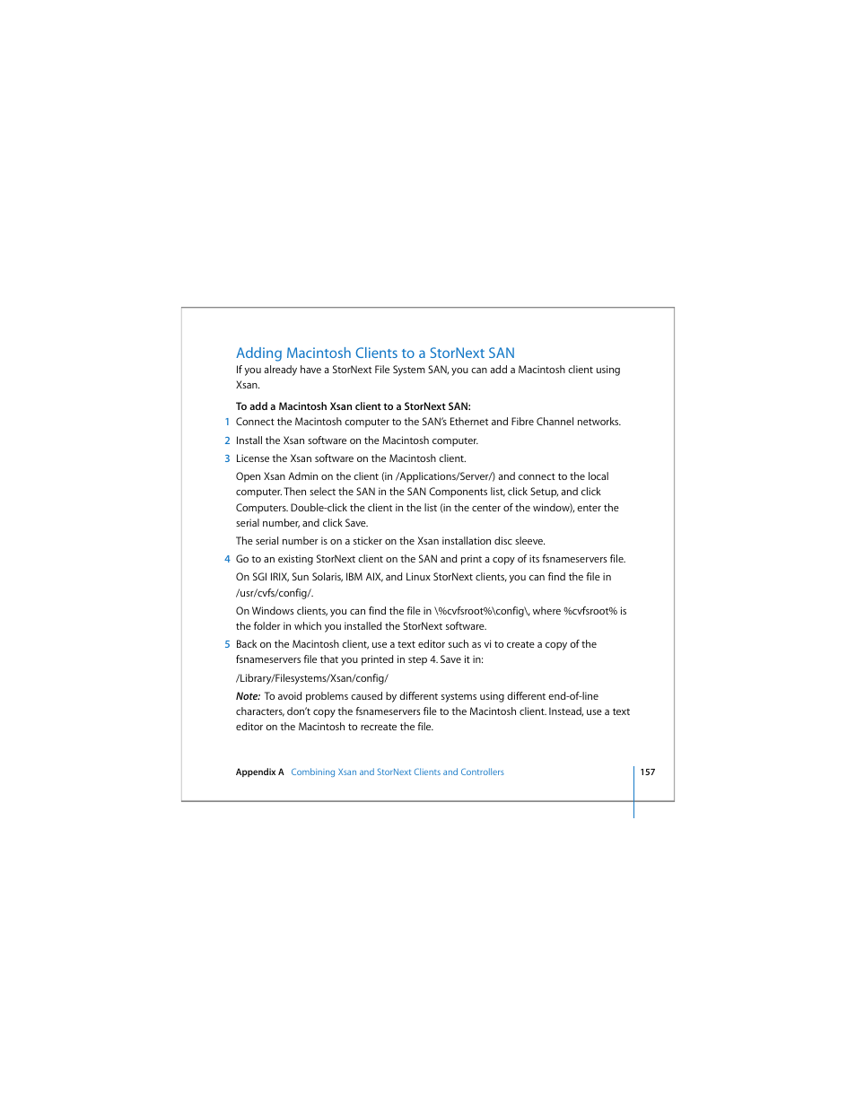 Adding macintosh clients to a stornext san | Apple Xsan 1.4 User Manual | Page 157 / 192