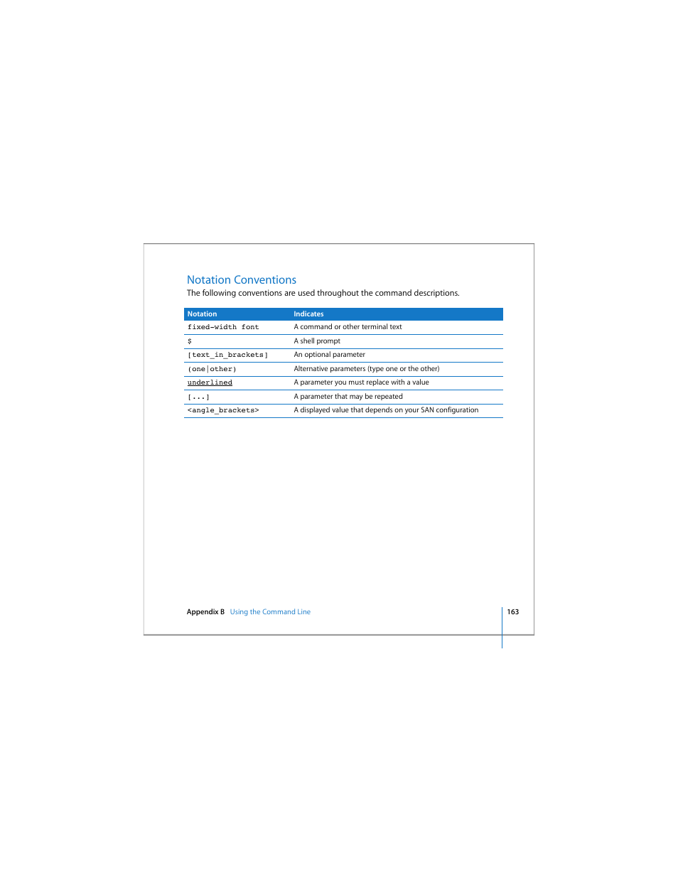 Notation conventions | Apple Xsan 1.4 User Manual | Page 163 / 192