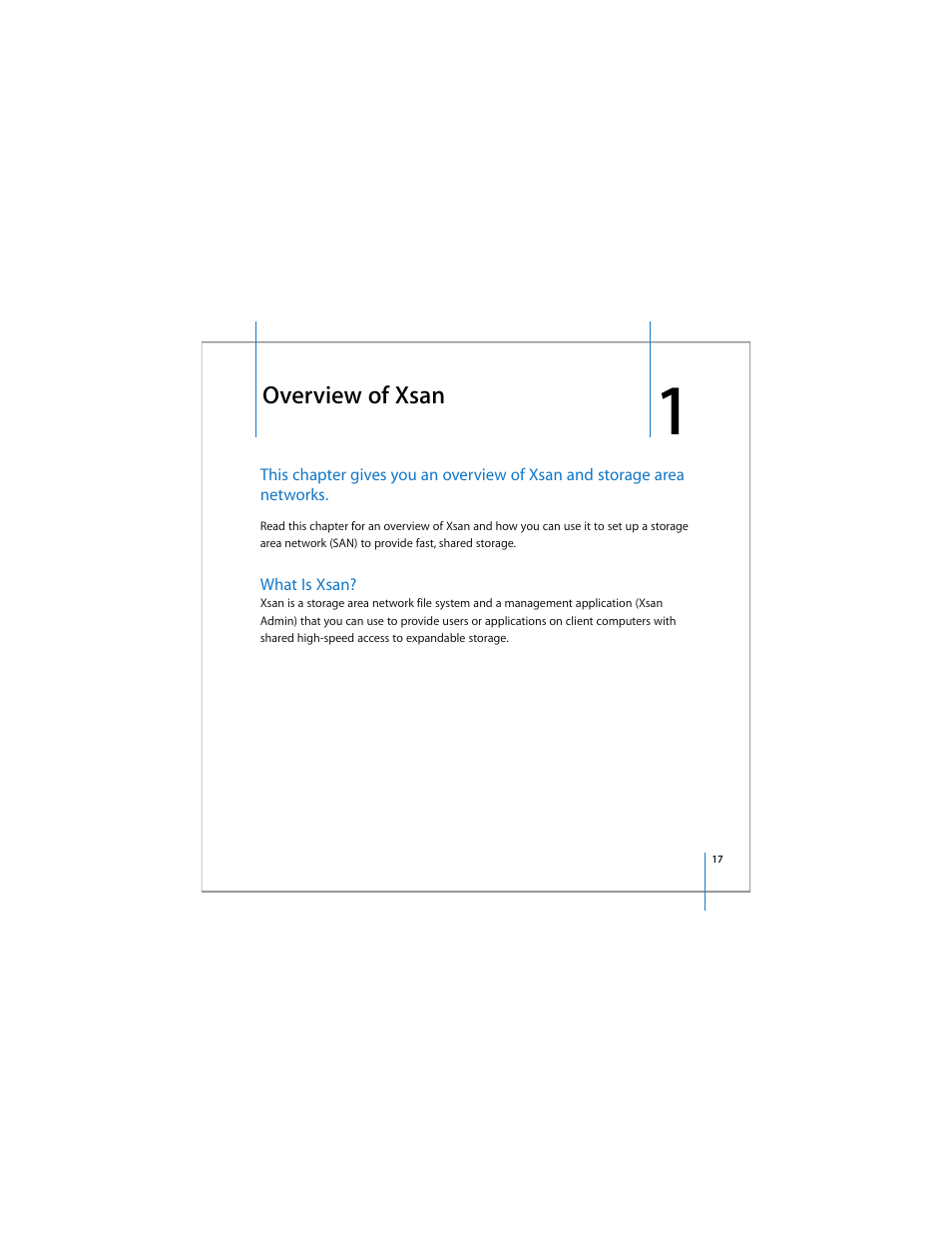 Overview of xsan, What is xsan | Apple Xsan 1.4 User Manual | Page 17 / 192