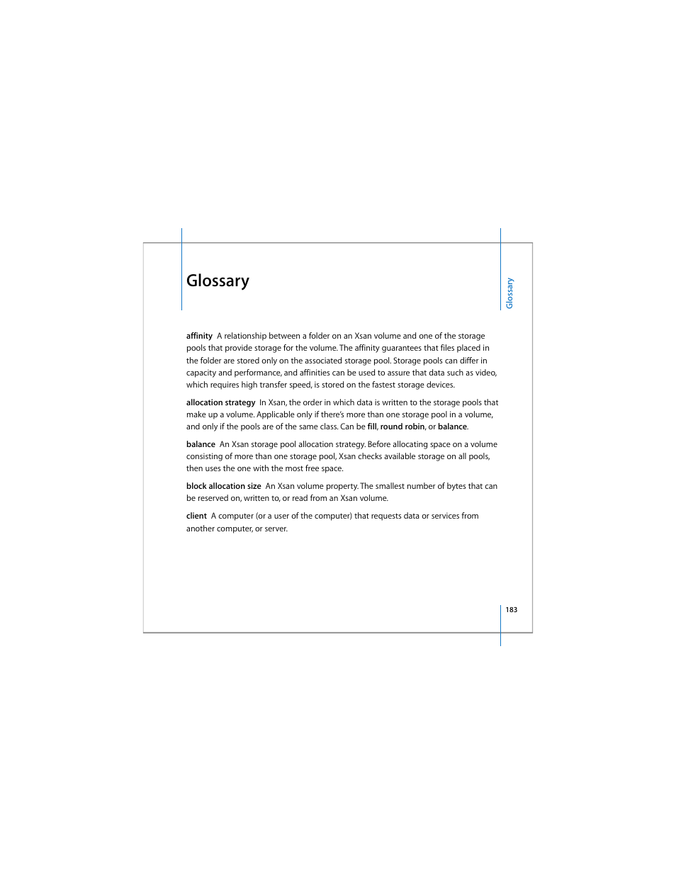 Glossary | Apple Xsan 1.4 User Manual | Page 183 / 192
