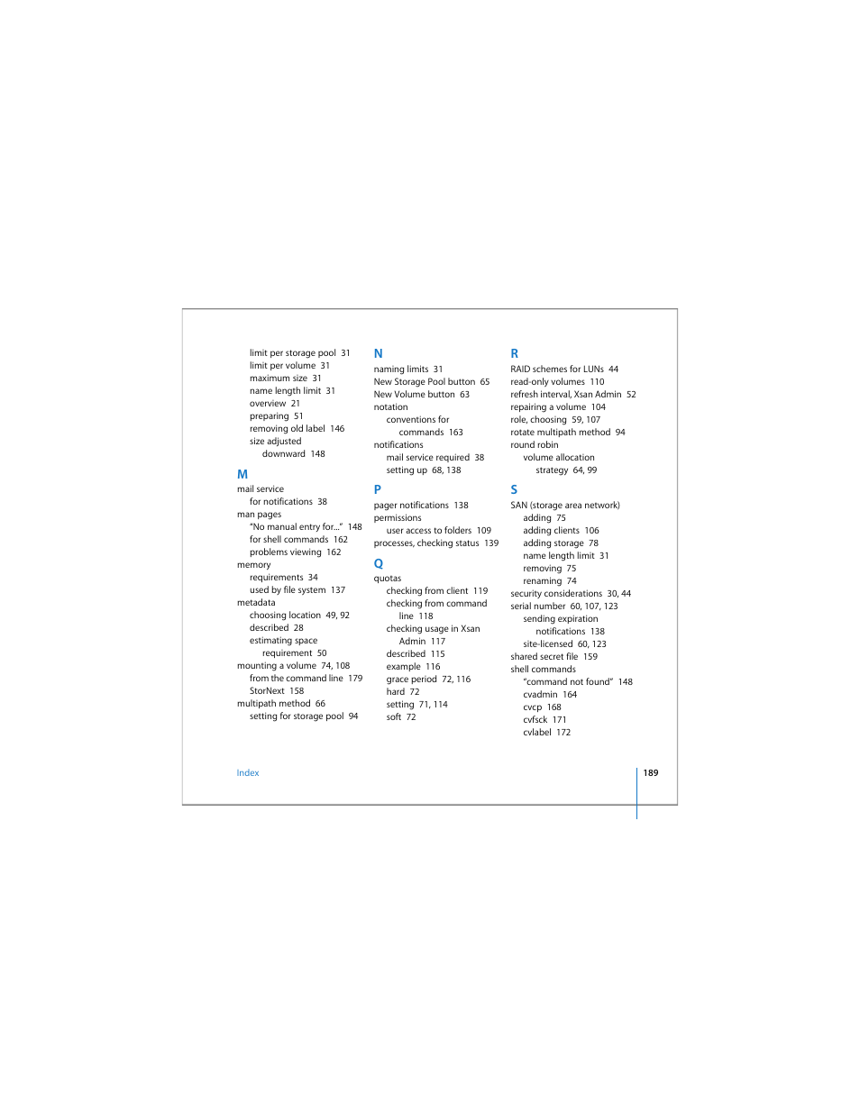 Apple Xsan 1.4 User Manual | Page 189 / 192