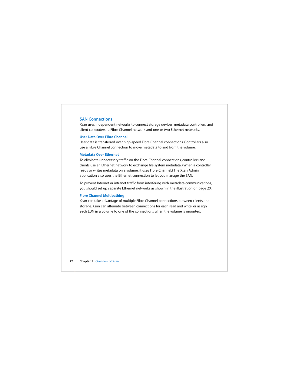 San connections, San c | Apple Xsan 1.4 User Manual | Page 22 / 192