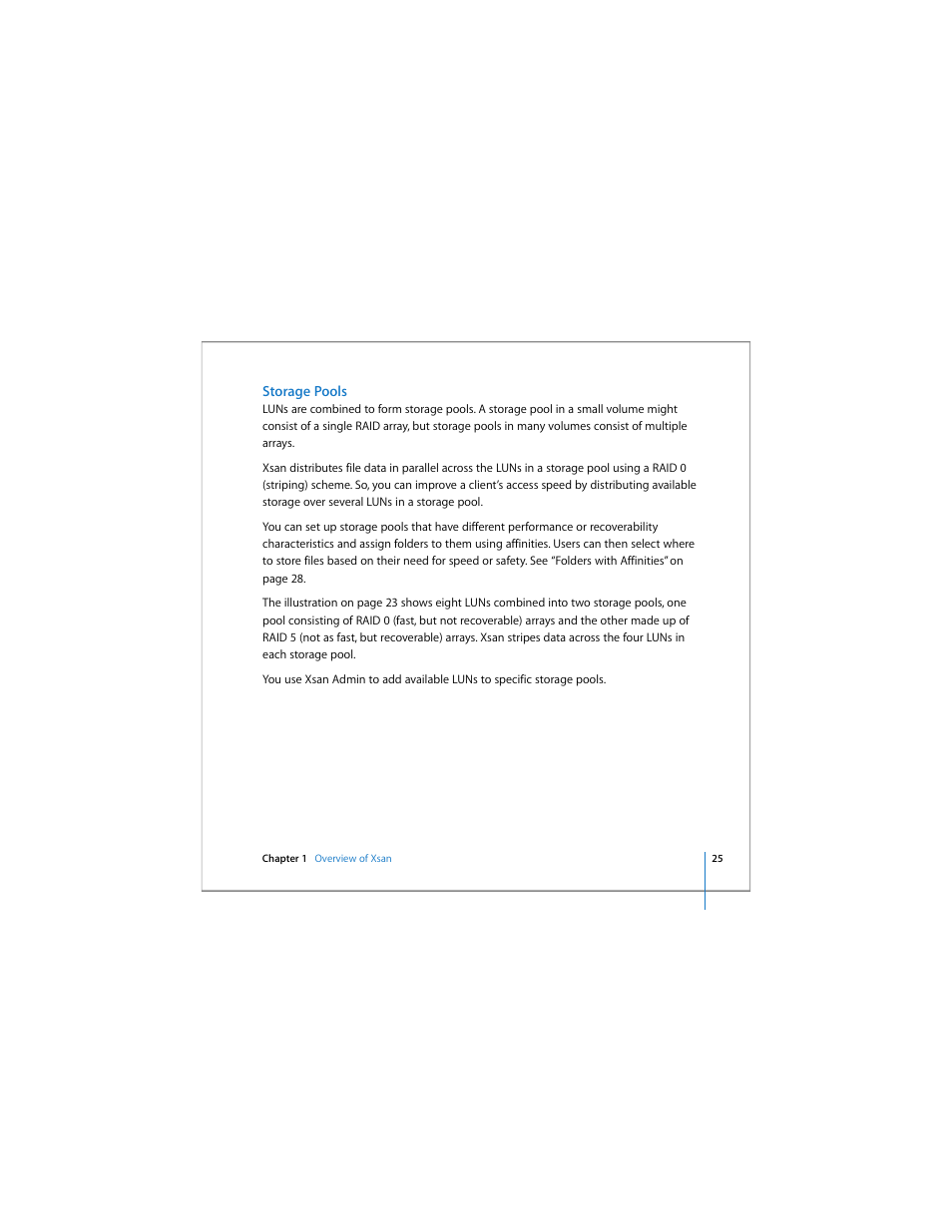 Storage pools | Apple Xsan 1.4 User Manual | Page 25 / 192