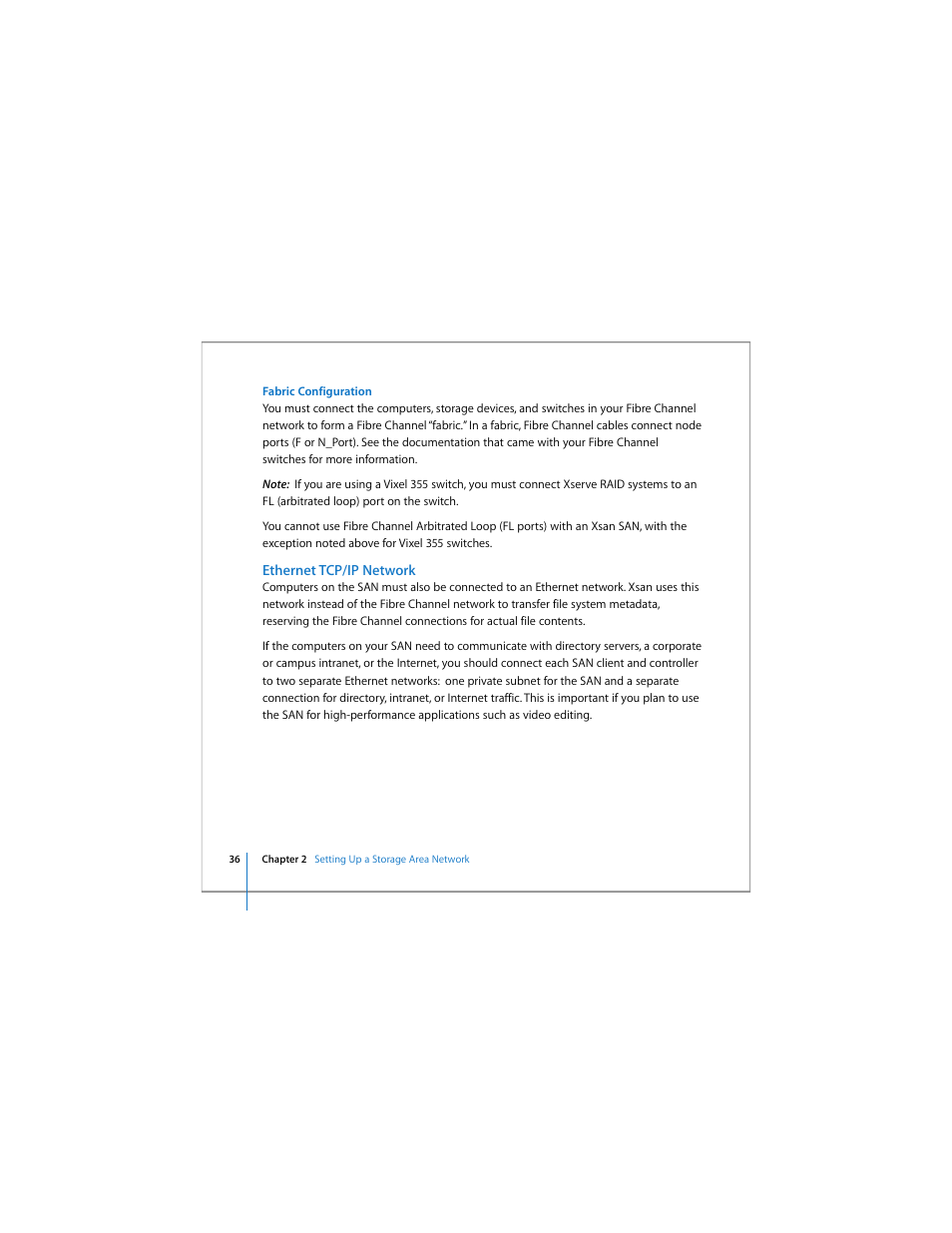 Ethernet tcp/ip network | Apple Xsan 1.4 User Manual | Page 36 / 192