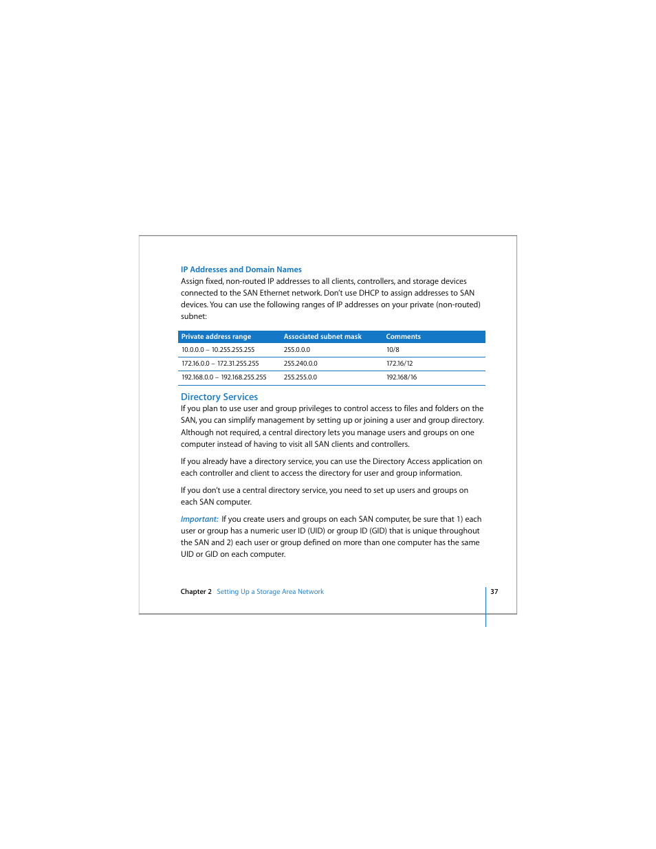 Directory services | Apple Xsan 1.4 User Manual | Page 37 / 192