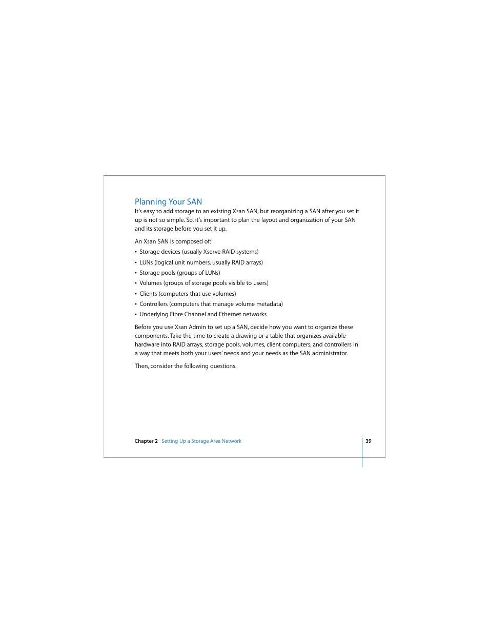 Planning your san | Apple Xsan 1.4 User Manual | Page 39 / 192