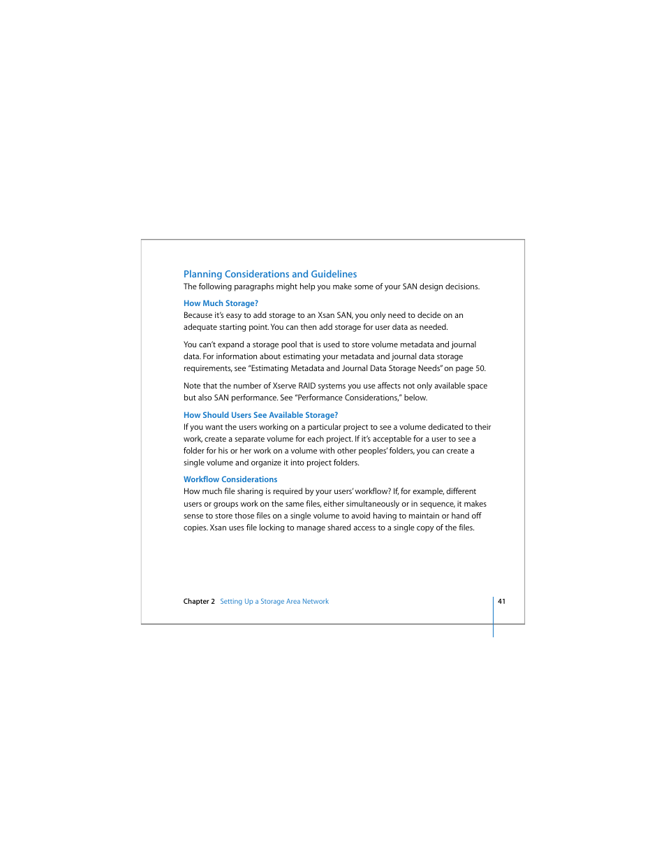 Planning considerations and guidelines | Apple Xsan 1.4 User Manual | Page 41 / 192