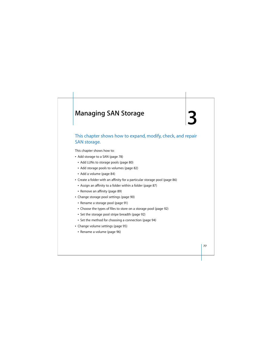 Managing san storage | Apple Xsan 1.4 User Manual | Page 77 / 192