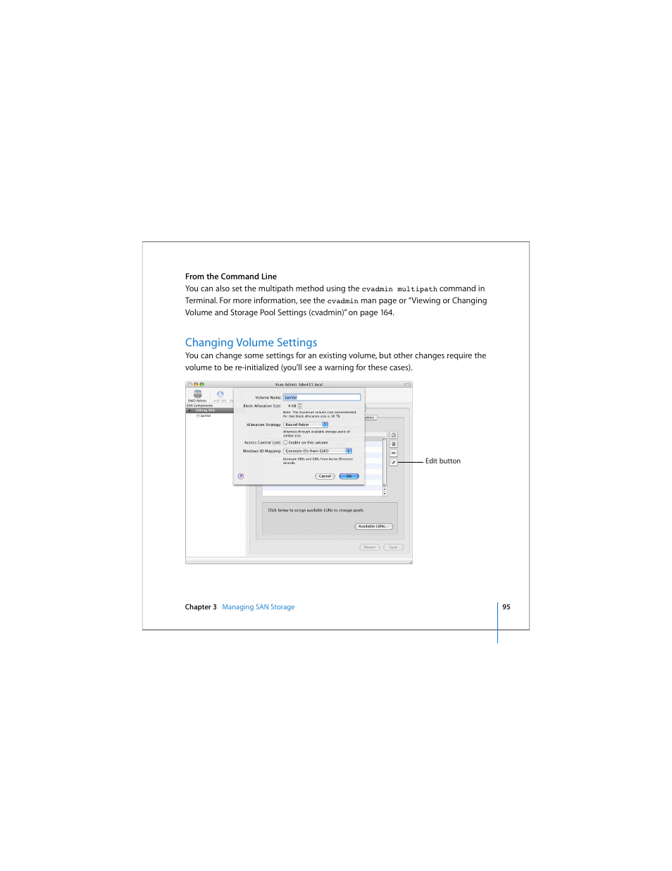 Changing volume settings | Apple Xsan 1.4 User Manual | Page 95 / 192